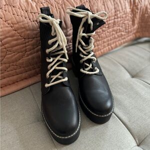 Black Lace-Up Ankle Boots